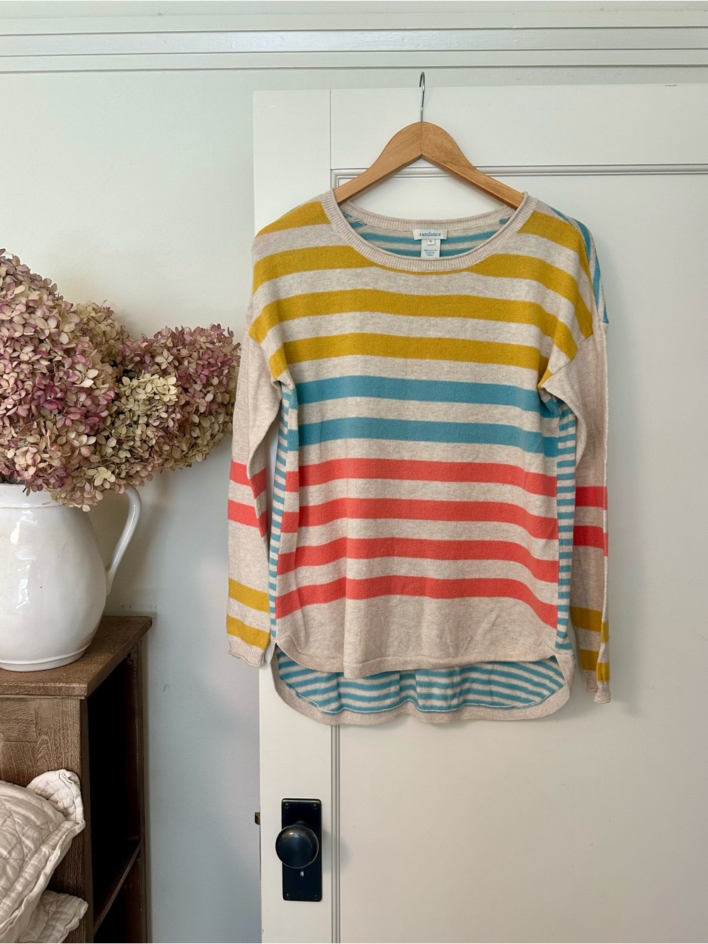 Sundance Multicolor Striped Lightweight Sweater - Yellow, Teal, Coral